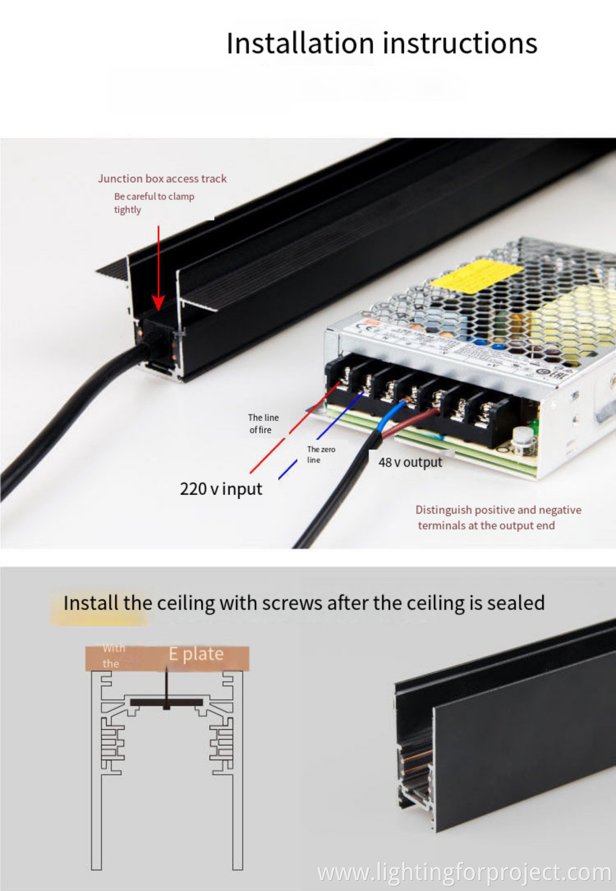 DC48V Magnetic track light with Tuya Zigbee Dimming Amazon Alexa Google Home LED magnetic track light and track lighting system